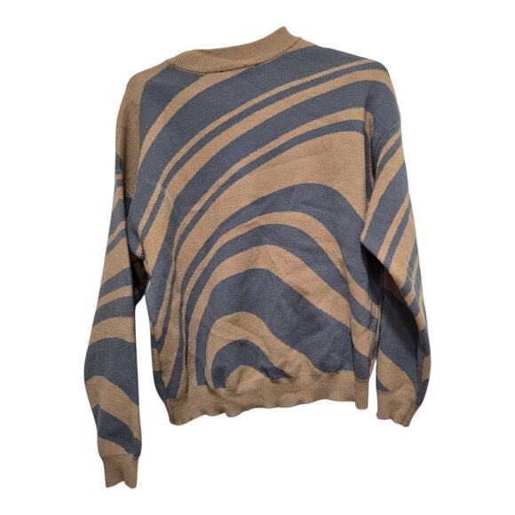 Rachel Rachel Roy Tan Gray Abstract Stripe Sweater Size Small - Picture 2 of 8